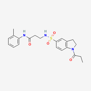 molecular formula C21H25N3O4S B10808878 N-(2-methylphenyl)-3-[(1-propanoyl-2,3-dihydroindol-5-yl)sulfonylamino]propanamide 
