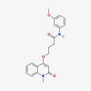 molecular formula C21H22N2O4 B10808888 N-(3-methoxyphenyl)-4-[(1-methyl-2-oxo-1,2-dihydroquinolin-4-yl)oxy]butanamide 