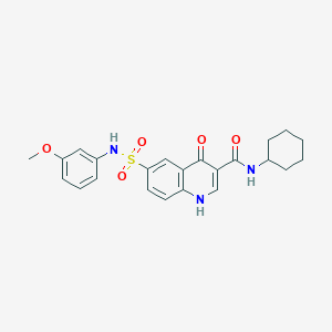 molecular formula C23H25N3O5S B10809021 N-Cyclohexyl-6-[(3-methoxyphenyl)sulfamoyl]-4-oxo-1,4-dihydroquinoline-3-carboxamide 