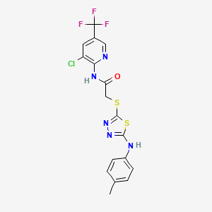 molecular formula C17H13ClF3N5OS2 B10809323 N-[3-chloro-5-(trifluoromethyl)pyridin-2-yl]-2-[[5-(4-methylanilino)-1,3,4-thiadiazol-2-yl]sulfanyl]acetamide 