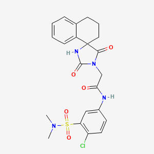 molecular formula C22H23ClN4O5S B10809417 N-[4-chloro-3-(dimethylsulfamoyl)phenyl]-2-(2',5'-dioxospiro[2,3-dihydro-1H-naphthalene-4,4'-imidazolidine]-1'-yl)acetamide 