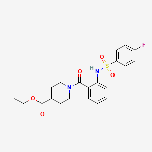 molecular formula C21H23FN2O5S B10809421 Ethyl 1-[2-[(4-fluorophenyl)sulfonylamino]benzoyl]piperidine-4-carboxylate 