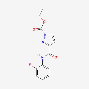 molecular formula C13H12FN3O3 B10809493 ethyl 3-[(2-fluorophenyl)carbamoyl]-1H-pyrazole-1-carboxylate 