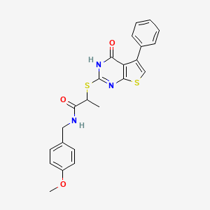 molecular formula C23H21N3O3S2 B10809515 N-[(4-methoxyphenyl)methyl]-2-[(4-oxo-5-phenyl-3H-thieno[2,3-d]pyrimidin-2-yl)sulfanyl]propanamide 