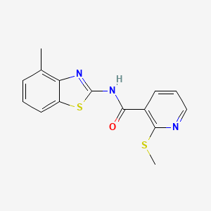 molecular formula C15H13N3OS2 B10809546 N-(4-Methylbenzo[d]thiazol-2-yl)-2-(methylthio)nicotinamide 