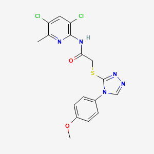 molecular formula C17H15Cl2N5O2S B10809587 N-(3,5-dichloro-6-methylpyridin-2-yl)-2-[[4-(4-methoxyphenyl)-1,2,4-triazol-3-yl]sulfanyl]acetamide 