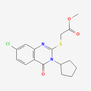 molecular formula C16H17ClN2O3S B10809637 Methyl 2-(7-chloro-3-cyclopentyl-4-oxoquinazolin-2-yl)sulfanylacetate 