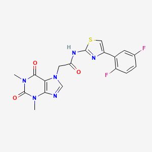molecular formula C18H14F2N6O3S B10809662 N-[4-(2,5-difluorophenyl)-1,3-thiazol-2-yl]-2-(1,3-dimethyl-2,6-dioxopurin-7-yl)acetamide 