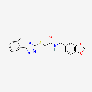molecular formula C20H20N4O3S B10809675 N-(1,3-benzodioxol-5-ylmethyl)-2-[[4-methyl-5-(2-methylphenyl)-1,2,4-triazol-3-yl]sulfanyl]acetamide 