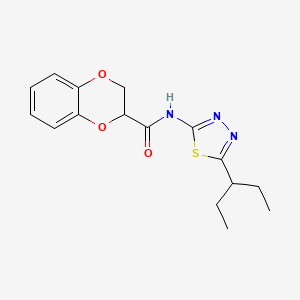 molecular formula C16H19N3O3S B10809694 N-(5-pentan-3-yl-1,3,4-thiadiazol-2-yl)-2,3-dihydro-1,4-benzodioxine-3-carboxamide 