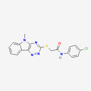 molecular formula C18H14ClN5OS B10809752 N-(4-Chlorophenyl)-2-({5-methyl-[1,2,4]triazino[5,6-B]indol-3-YL}sulfanyl)acetamide 