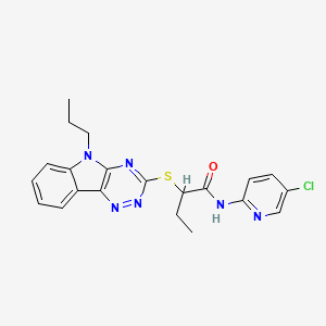 molecular formula C21H21ClN6OS B10809854 N-(5-chloropyridin-2-yl)-2-[(5-propyl-5H-[1,2,4]triazino[5,6-b]indol-3-yl)sulfanyl]butanamide 