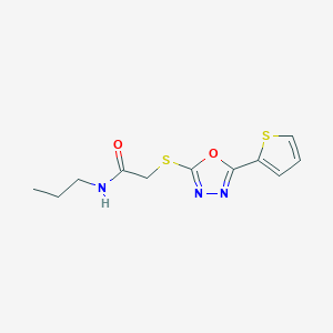 molecular formula C11H13N3O2S2 B10810006 N-propyl-2-[(5-thiophen-2-yl-1,3,4-oxadiazol-2-yl)sulfanyl]acetamide 