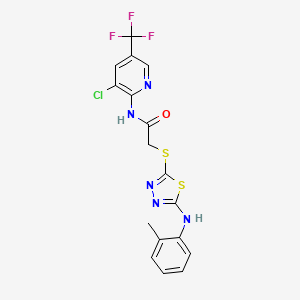 molecular formula C17H13ClF3N5OS2 B10810159 N-[3-chloro-5-(trifluoromethyl)pyridin-2-yl]-2-[[5-(2-methylanilino)-1,3,4-thiadiazol-2-yl]sulfanyl]acetamide 
