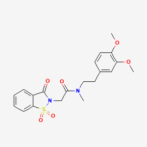 molecular formula C20H22N2O6S B10810223 N-[2-(3,4-dimethoxyphenyl)ethyl]-N-methyl-2-(1,1,3-trioxo-1,2-benzothiazol-2-yl)acetamide 
