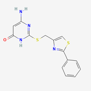 molecular formula C14H12N4OS2 B10810262 4-amino-2-[(2-phenyl-1,3-thiazol-4-yl)methylsulfanyl]-1H-pyrimidin-6-one 