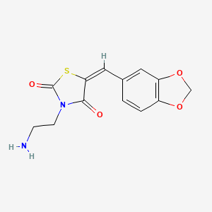 molecular formula C13H12N2O4S B10810282 (5E)-3-(2-aminoethyl)-5-(1,3-benzodioxol-5-ylmethylene)-1,3-thiazolidine-2,4-dione hydrochloride 