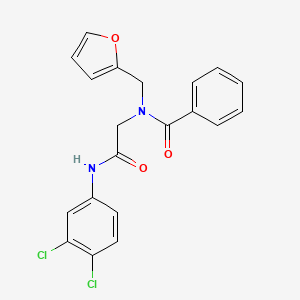 molecular formula C20H16Cl2N2O3 B10810304 N-[(3,4-Dichloro-phenylcarbamoyl)-methyl]-N-furan-2-ylmethyl-benzamide 