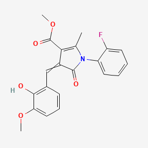 molecular formula C21H18FNO5 B10810694 Methyl 1-(2-fluorophenyl)-4-[(2-hydroxy-3-methoxyphenyl)methylidene]-2-methyl-5-oxopyrrole-3-carboxylate 