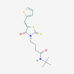 molecular formula C16H20N2O2S3 B10810792 N-tert-butyl-4-[4-oxo-2-sulfanylidene-5-(thiophen-2-ylmethylidene)-1,3-thiazolidin-3-yl]butanamide 