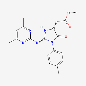 molecular formula C19H19N5O3 B10810802 Methyl 2-[2-(4,6-dimethylpyrimidin-2-yl)imino-1-(4-methylphenyl)-5-oxoimidazolidin-4-ylidene]acetate 