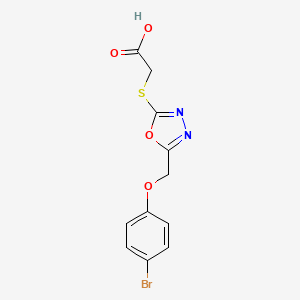 molecular formula C11H9BrN2O4S B10810812 Acetic acid, 2-[[5-[(4-bromophenoxy)methyl]-1,3,4-oxadiazol-2-yl]thio]- CAS No. 332871-58-6