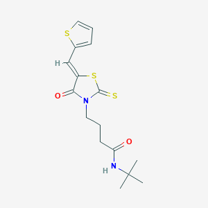 molecular formula C16H20N2O2S3 B10810862 N-tert-butyl-4-[(5Z)-4-oxo-2-sulfanylidene-5-(thiophen-2-ylmethylidene)-1,3-thiazolidin-3-yl]butanamide 