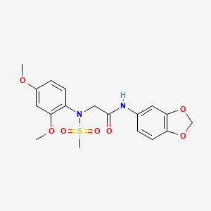 molecular formula C18H20N2O7S B10810901 N-(1,3-benzodioxol-5-yl)-2-(2,4-dimethoxy-N-methylsulfonylanilino)acetamide 