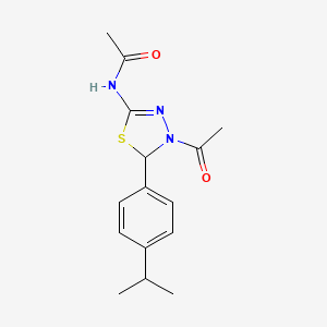 molecular formula C15H19N3O2S B10810966 N-[4-Acetyl-5-(4-isopropyl-phenyl)-4,5-dihydro-[1,3,4]thiadiazol-2-yl]-acetamide 