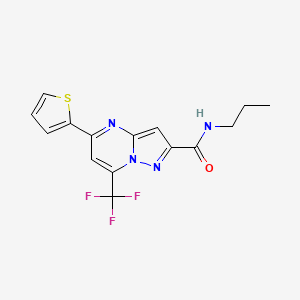 molecular formula C15H13F3N4OS B10811082 N-propyl-5-(thiophen-2-yl)-7-(trifluoromethyl)pyrazolo[1,5-a]pyrimidine-2-carboxamide 