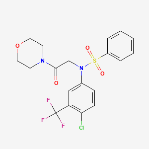 molecular formula C19H18ClF3N2O4S B10811100 N-[4-chloro-3-(trifluoromethyl)phenyl]-N-[2-(morpholin-4-yl)-2-oxoethyl]benzenesulfonamide 