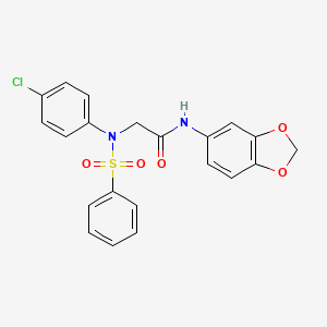 molecular formula C21H17ClN2O5S B10811208 2-[N-(benzenesulfonyl)-4-chloroanilino]-N-(1,3-benzodioxol-5-yl)acetamide 
