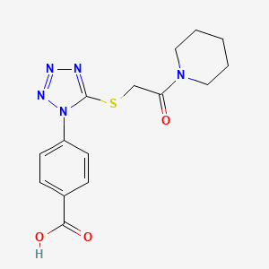 molecular formula C15H17N5O3S B10811243 4-(5-{[2-oxo-2-(piperidin-1-yl)ethyl]sulfanyl}-1H-tetrazol-1-yl)benzoic acid 
