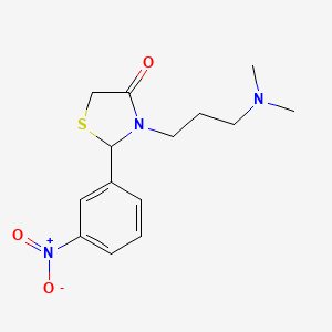molecular formula C14H19N3O3S B10811259 3-[3-(Dimethylamino)propyl]-2-(3-nitrophenyl)-1,3-thiazolidin-4-one 