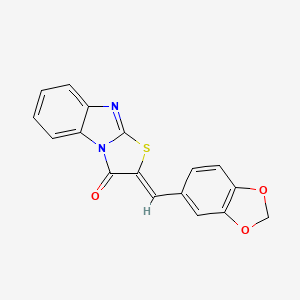 molecular formula C17H10N2O3S B10811262 (2Z)-2-(1,3-benzodioxol-5-ylmethylidene)-[1,3]thiazolo[3,2-a]benzimidazol-1-one 