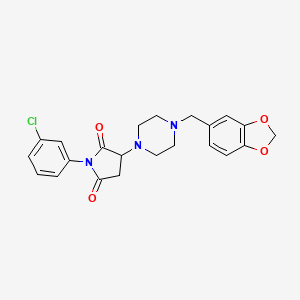 molecular formula C22H22ClN3O4 B10811282 3-{4-[(2H-1,3-benzodioxol-5-yl)methyl]piperazin-1-yl}-1-(3-chlorophenyl)pyrrolidine-2,5-dione 