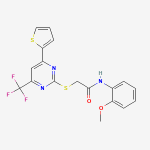 molecular formula C18H14F3N3O2S2 B10811297 N-(2-methoxyphenyl)-2-{[4-(thiophen-2-yl)-6-(trifluoromethyl)pyrimidin-2-yl]sulfanyl}acetamide 