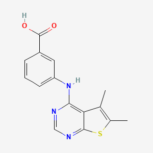molecular formula C15H13N3O2S B10811416 3-[(5,6-Dimethylthieno[2,3-d]pyrimidin-4-yl)amino]benzoic acid 
