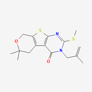 molecular formula C16H20N2O2S2 B10811512 12,12-dimethyl-4-(2-methylprop-2-enyl)-5-methylsulfanyl-11-oxa-8-thia-4,6-diazatricyclo[7.4.0.02,7]trideca-1(9),2(7),5-trien-3-one 