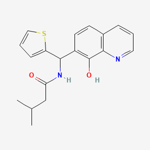 molecular formula C19H20N2O2S B10811538 N-[(8-hydroxyquinolin-7-yl)-thiophen-2-ylmethyl]-3-methylbutanamide 
