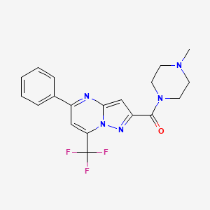 molecular formula C19H18F3N5O B10811903 2-[(4-Methyl-1-piperazinyl)carbonyl]-5-phenyl-7-(trifluoromethyl)pyrazolo[1,5-a]pyrimidine 