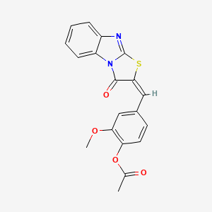 molecular formula C19H14N2O4S B10811916 2-Methoxy-4-[(E)-(3-oxo[1,3]thiazolo[3,2-A]benzimidazol-2(3H)-ylidene)methyl]phenyl acetate 
