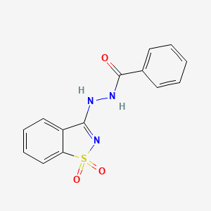 molecular formula C14H11N3O3S B10812266 N'-(1,1-dioxido-1,2-benzothiazol-3-yl)benzohydrazide 