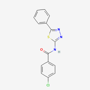 molecular formula C15H10ClN3OS B10812415 4-chloro-N-(5-phenyl-1,3,4-thiadiazol-2-yl)benzamide 