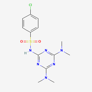 molecular formula C13H17ClN6O2S B10812516 N-(4,6-Bis-dimethylamino-[1,3,5]triazin-2-yl)-4-chloro-benzenesulfonamide 