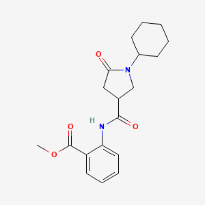 molecular formula C19H24N2O4 B10812576 Methyl 2-{[(1-cyclohexyl-5-oxo-3-pyrrolidinyl)carbonyl]amino}benzoate 