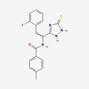 molecular formula C18H15FN4OS B10812619 N-[2-(2-fluorophenyl)-1-(5-sulfanylidene-1,2-dihydro-1,2,4-triazol-3-yl)ethenyl]-4-methylbenzamide 