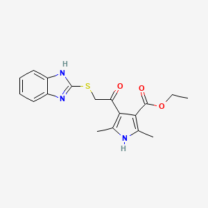 molecular formula C18H19N3O3S B10812947 ethyl 4-[2-(1H-benzimidazol-2-ylsulfanyl)acetyl]-2,5-dimethyl-1H-pyrrole-3-carboxylate 