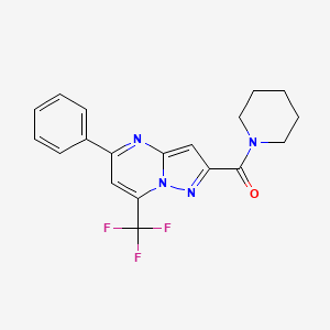 molecular formula C19H17F3N4O B10813030 5-Phenyl-7-(trifluoromethyl)(8-hydropyrazolo[1,5-a]pyrimidin-2-yl) piperidyl k etone 