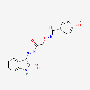 molecular formula C18H16N4O4 B10813050 N-[(2-hydroxy-1H-indol-3-yl)imino]-2-[(4-methoxyphenyl)methylideneamino]oxyacetamide 